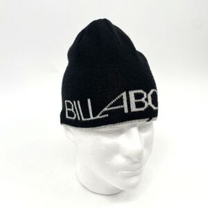 Billabong X Japan Knit Beanie Hat Y2K Black Gray Reversible Spell Out OS Ski